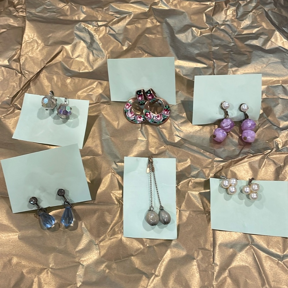 Vintage screwback clip on earrings set of six pairs